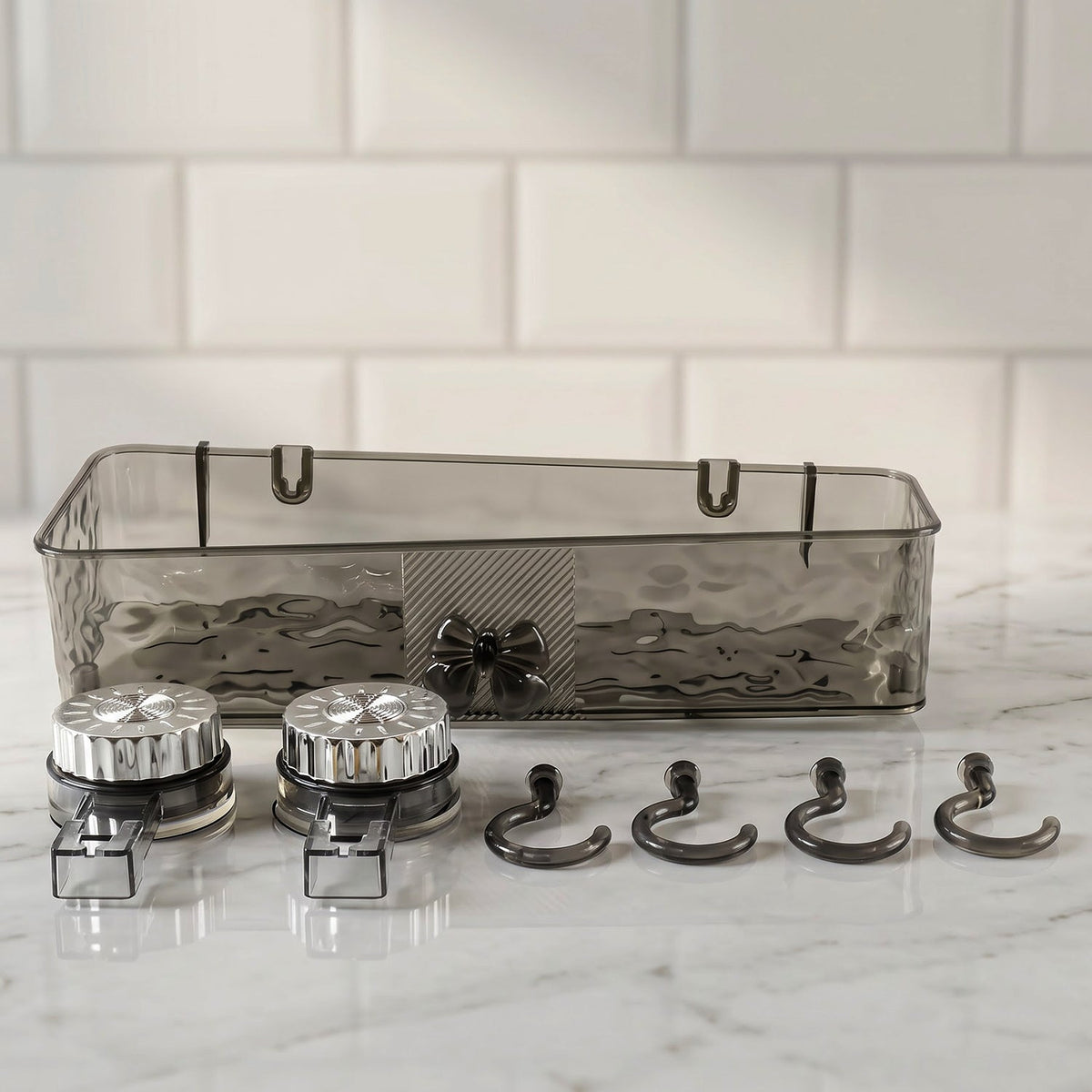 Suction Bathroom Shelf with Hooks