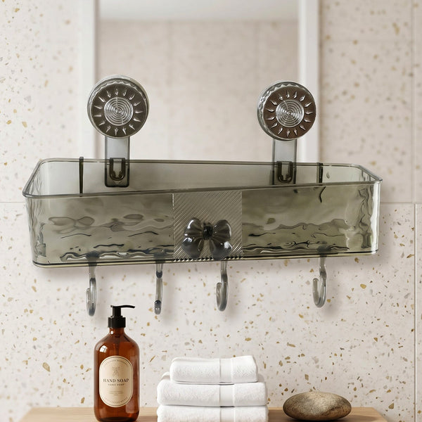 Suction Bathroom Shelf with Hooks