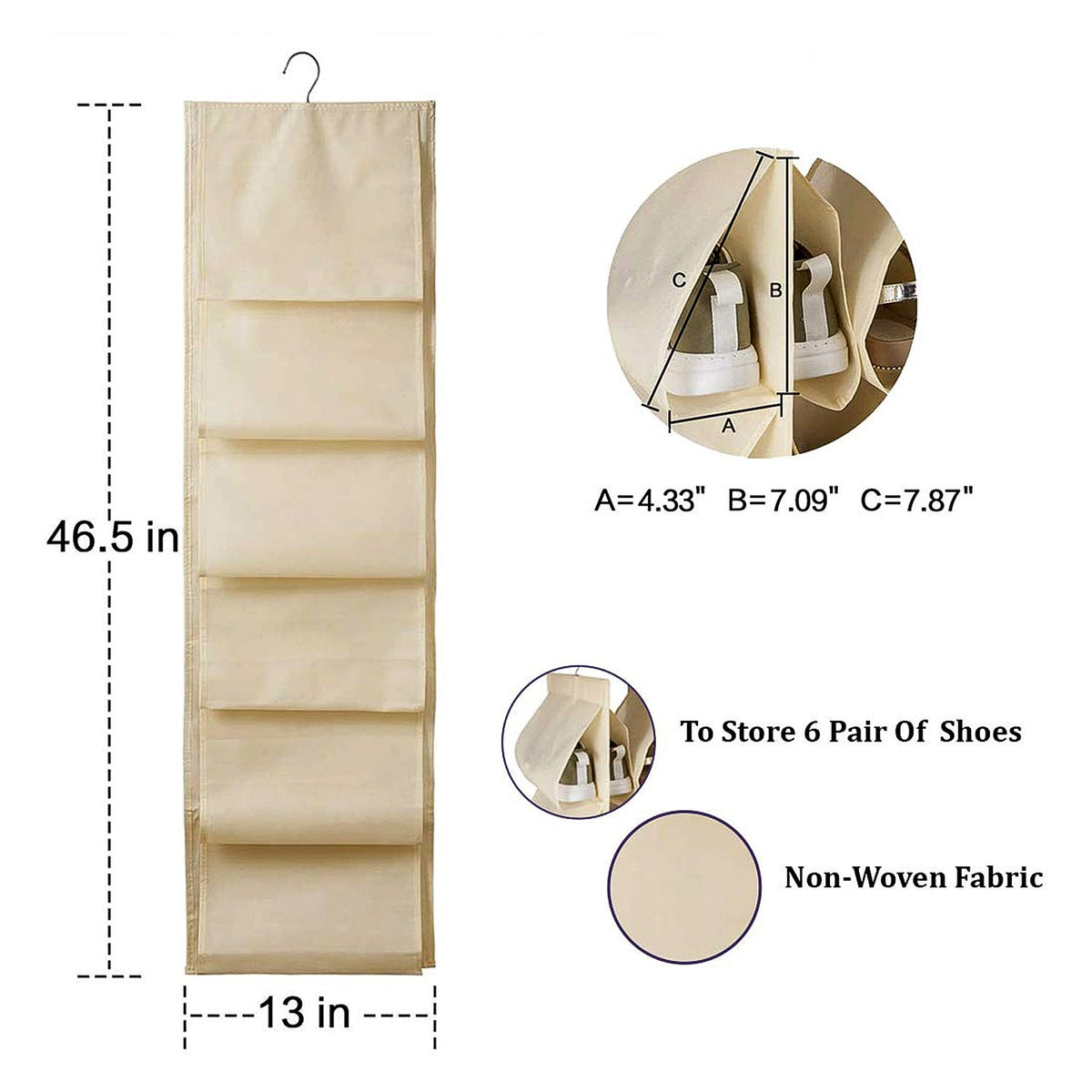 12-Pocket Hanging Shoe Organiser