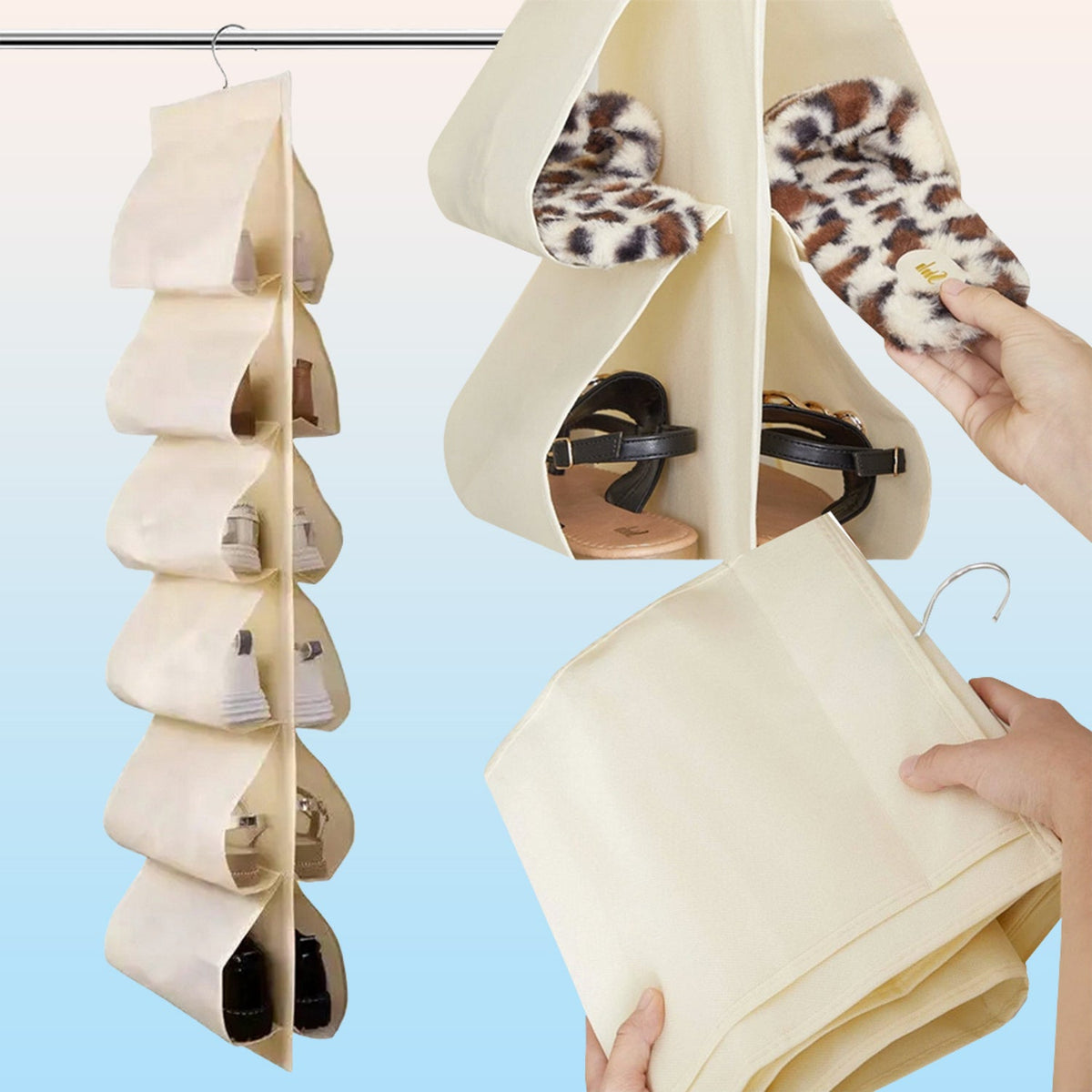 12-Pocket Hanging Shoe Organiser