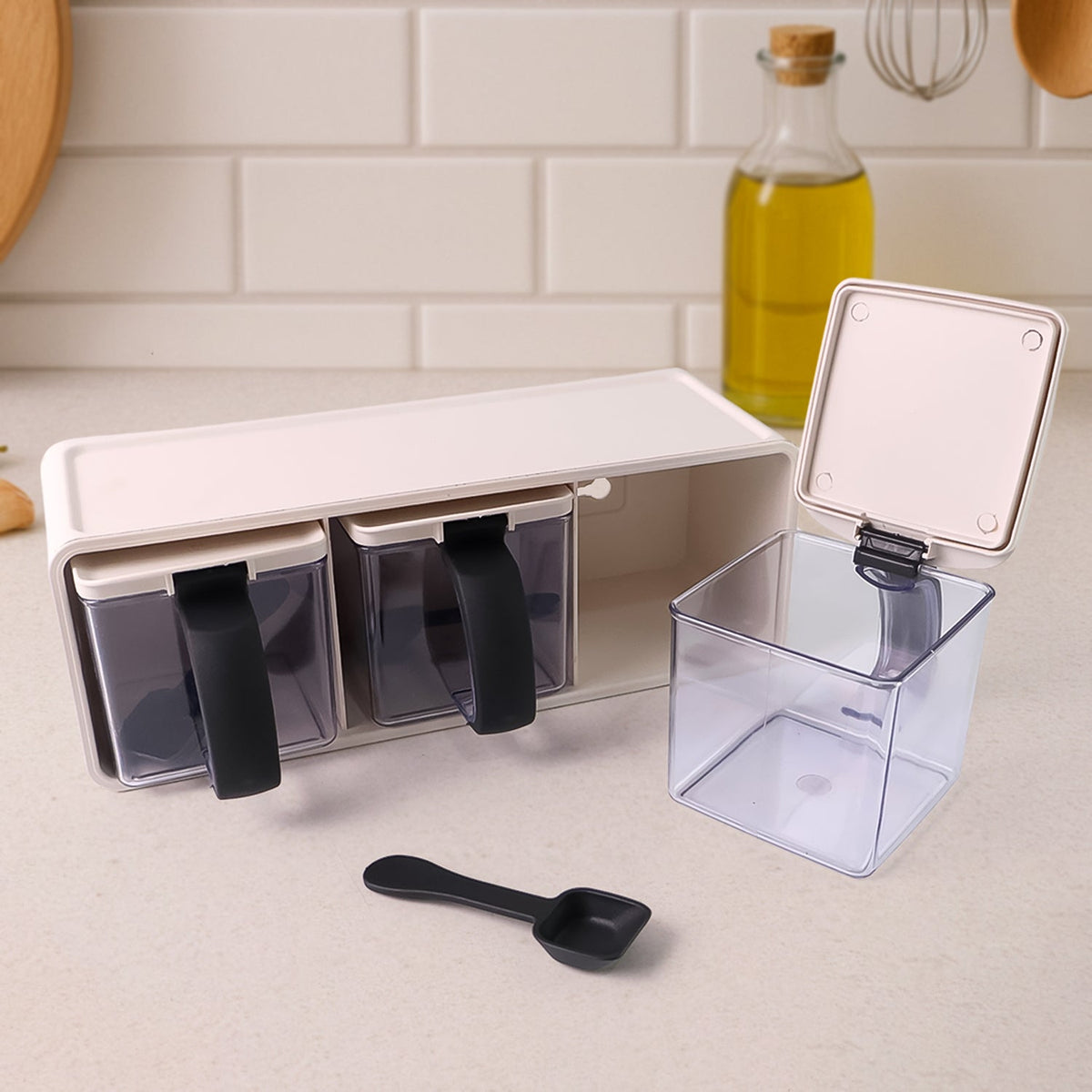 3-Piece Spice Box Set with Stand