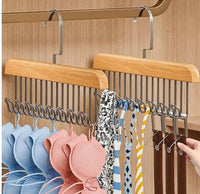 Wooden Hanger with Metal Hooks, Pack of 2 1