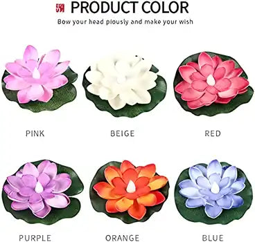 Water-Sensor Lotus LED Diyas, Pack of 6