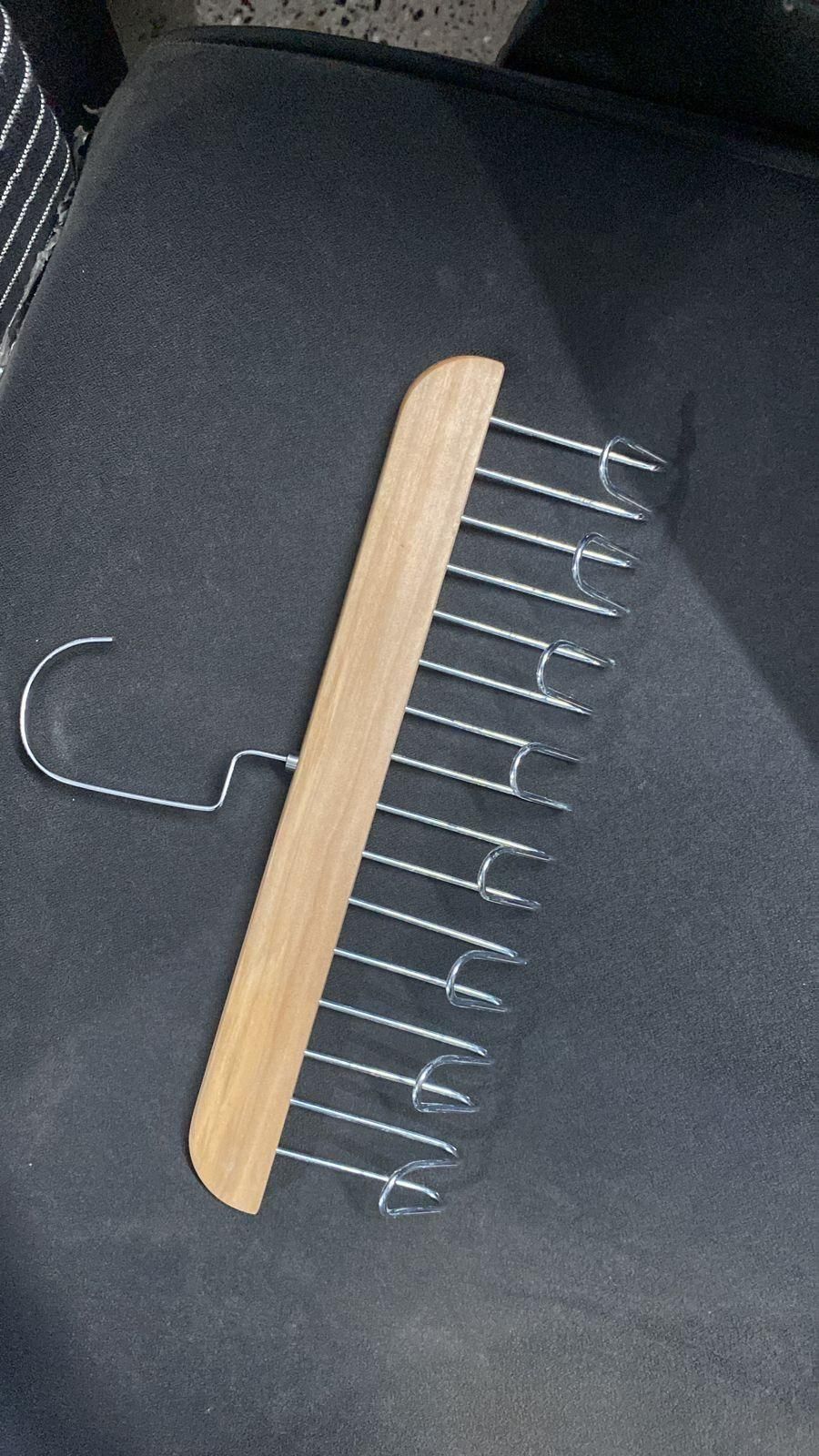Wooden Hanger with Metal Hooks, Pack of 2