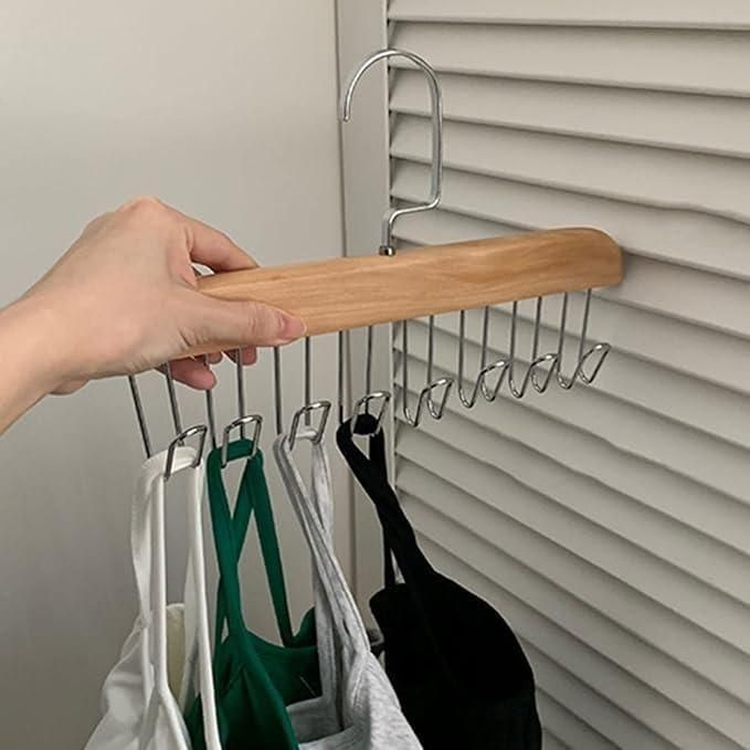 Wooden Hanger with Metal Hooks, Pack of 2