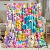 Teddy Bear Print Throw Blanket 7