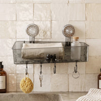 Suction Bathroom Shelf with Hooks 2