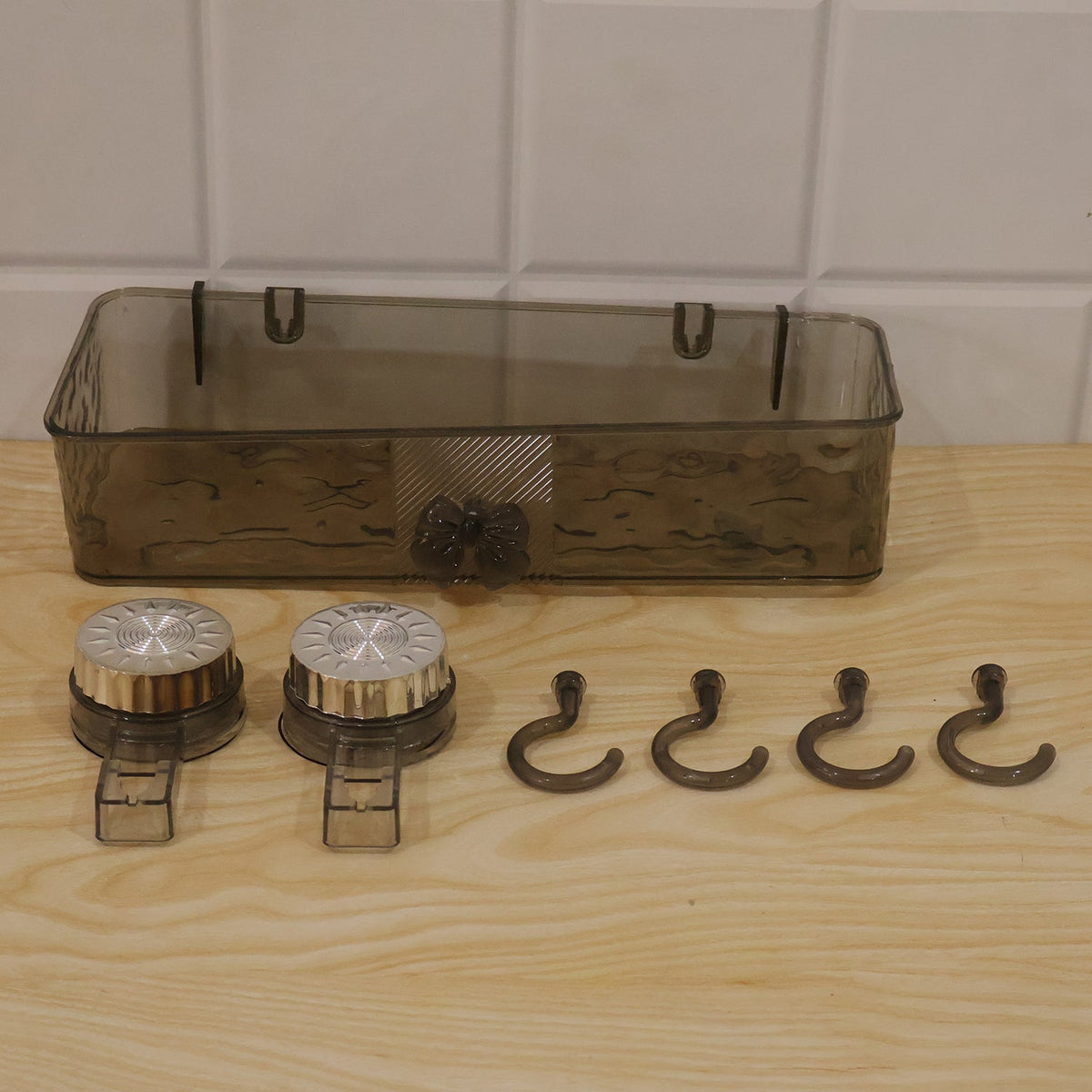 Suction Bathroom Shelf with Hooks