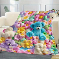 Teddy Bear Print Throw Blanket 3