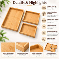 Bamboo Serving Tray Set of 3 5