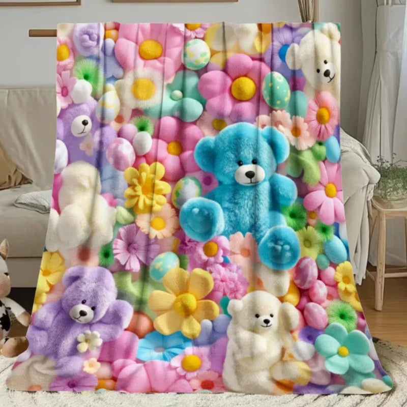 Teddy Bear Print Throw Blanket