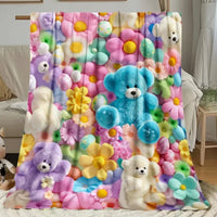 Teddy Bear Print Throw Blanket 5