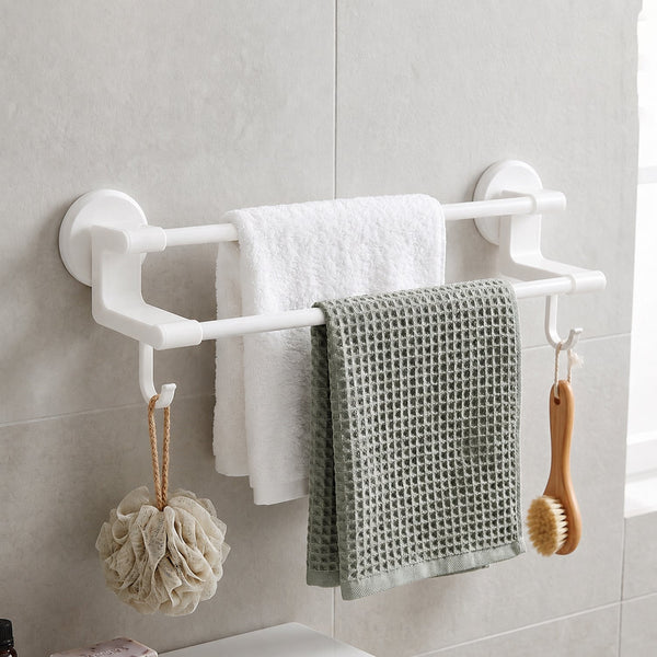 Double Bar Towel Rack with Hooks