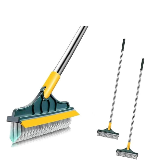 2-in-1 Floor Scrub Brush with Wiper, Pack of 2