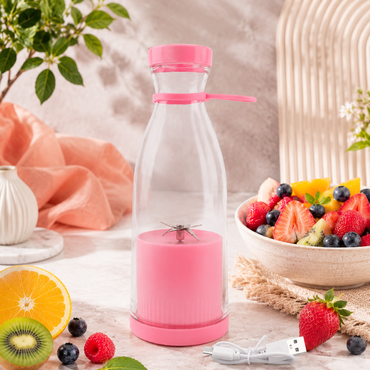 Portable USB Blender Bottle with 6 Blades | HomelyHue